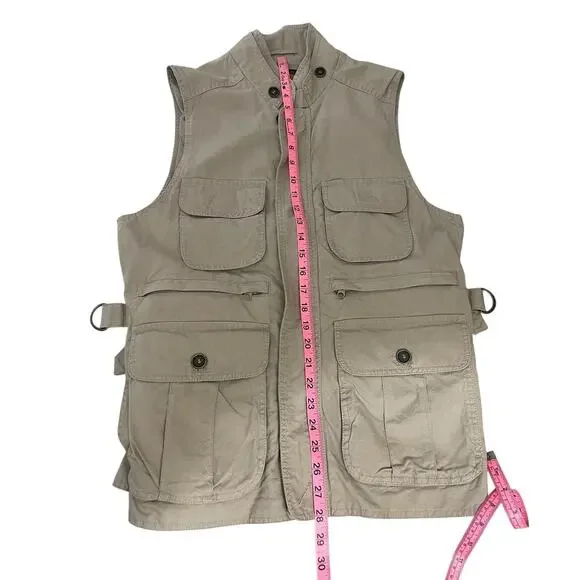 Woolrich Cotton Fishing Vest Pockets Utility Cargo Khaki Men's Size XS Outdoors - Picture 12 of 15